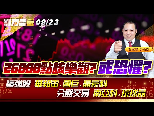 26000點該樂觀?或恐懼?續強股 #華邦電 #國巨 #晶豪科 分盤交易 #南亞科 #環球晶 《點石盛金》石富景