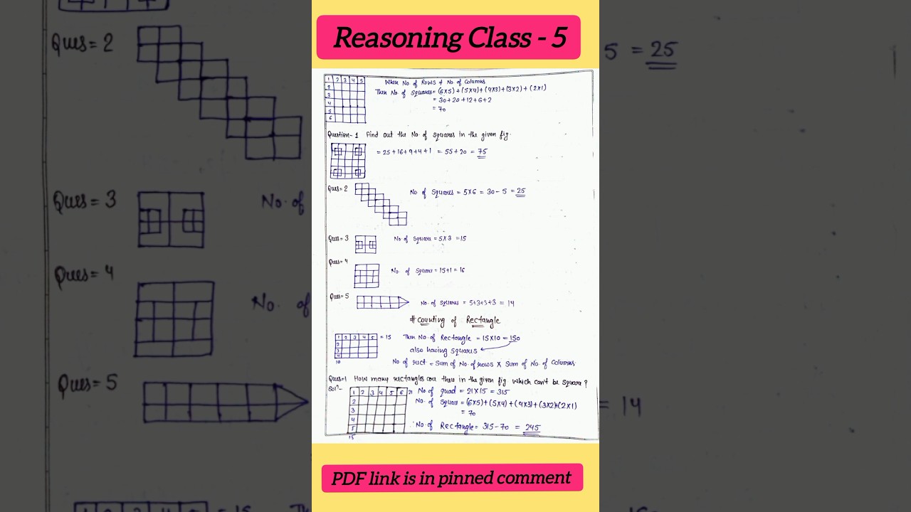 Reasoning Class - 5 (Counting of Figures) PDF Notes 📝📝🎯💯🎯💯 #ssc #cgl #chsl #mts #shorts