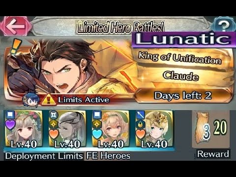 The battle with Limited unit : Vs. Legend! Claude - Lunatic (with F2P units, No SI and seals)