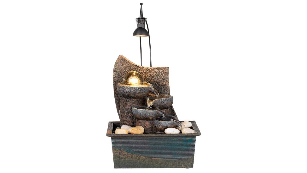 Video1 of Faux Stone 10" High LED Table Fountain with Crystal Accent