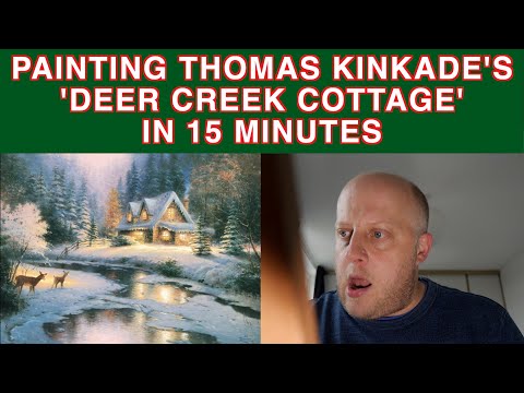 Painting Thomas Kinkade's 'Deer Creek Cottage' in 15 minutes | Marek's Mediocre Masterpieces