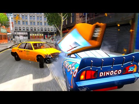 Crazy Dinoco McQueen Crashes - GTA 4 Real Car Crashes Ep.61