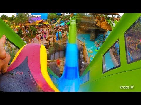 [4K] Water Coaster at Volcano Bay - Krakatau Aqua Coaster POV