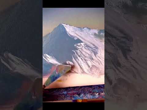 Painting the Beauty of Snow-Capped Mountains #canvaspainting #acrylic #diypainting #landscape
