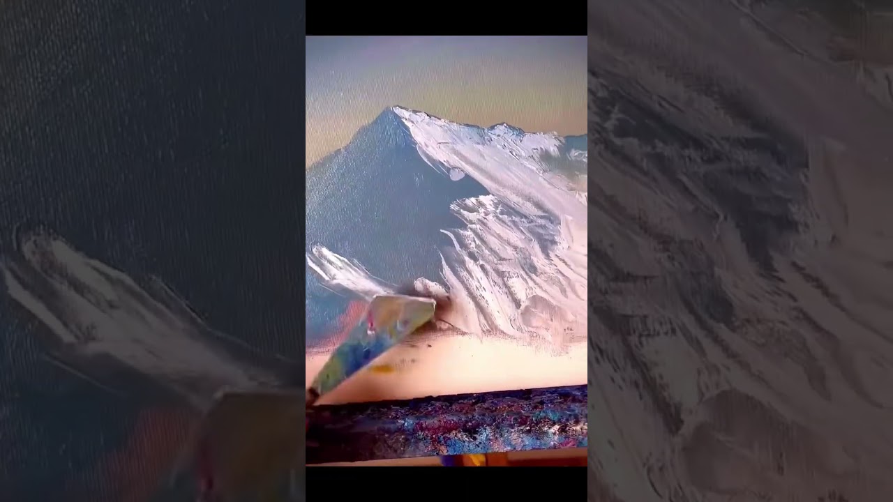 Painting the Beauty of Snow-Capped Mountains #canvaspainting #acrylic #diypainting #landscape