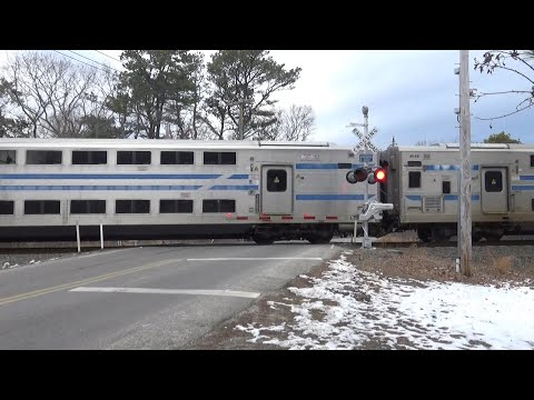 LIRR 2 Car Double Decker to Speonk (93) - Old Main Rd Railroad Crossing - East Quogue, NY