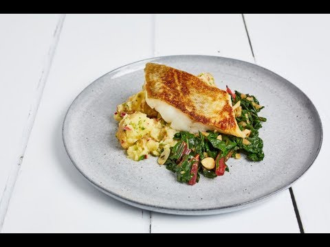 Patatas aliñadas with pan-fried cod, rainbow chard and preserved lemons by Henry Russell