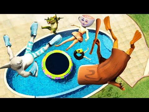 GTA 5 Ballerina Cappucina and Tralalero Tralala Band Water Trampoline Ragdolls and Jumping
