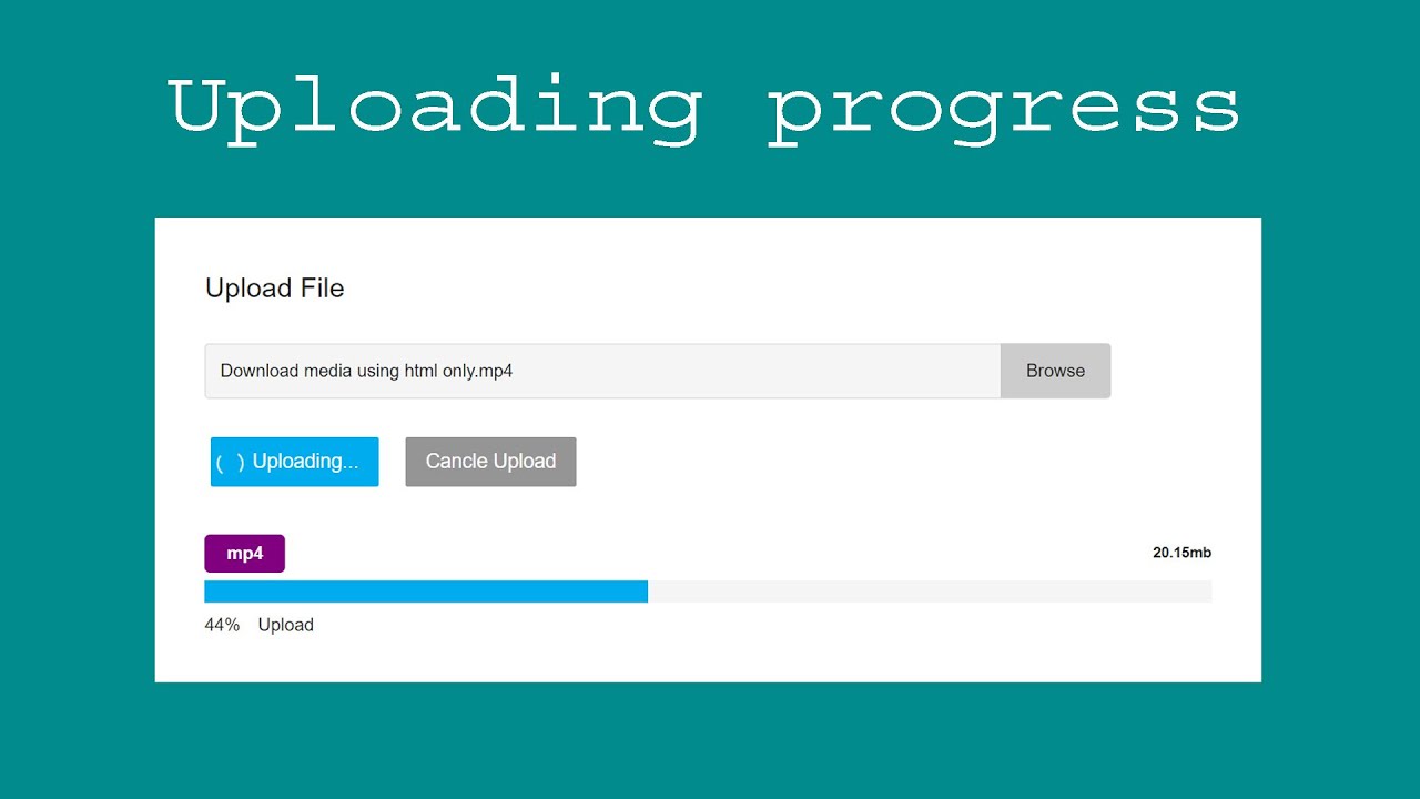 upload progress percentage using html CSS and JavaScript