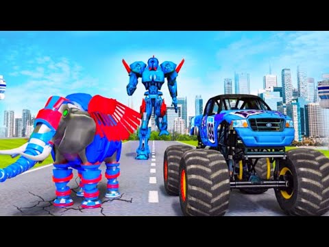 Flying Elephant Robot Transform Monster Truck City Gangster Crime Rescue Mission Android Gameplay
