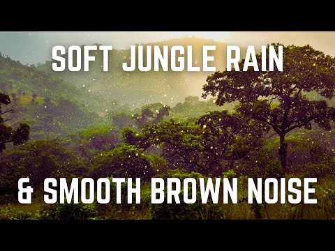 SOFT JUNGLE RAIN & SMOOTH BROWN NOISE | Black Screen | 8 hours | No Midway Ads