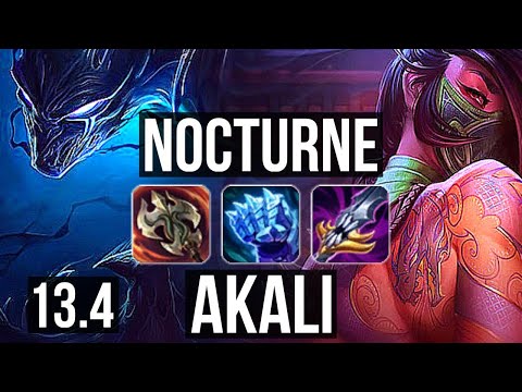 NOCTURNE vs AKALI (MID) | 3.2M mastery, 10/1/3, 1400+ games, Legendary | KR Master | 13.4