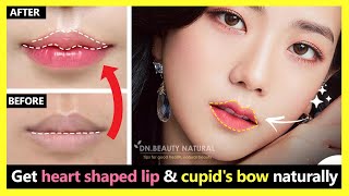 Only 2 mins!! Get heart shaped lip and cupid&#39;s bow lip naturally | Korean Lips exercises &amp; massage.