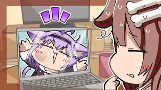 ころさんに初対面の頃からぐいぐい行ってたおかゆ【ホロライブ切り抜き漫画】【猫又おかゆ/戌神ころね】【手描き】