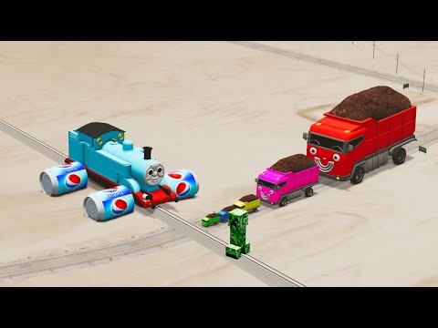 Cola Wheels Thomas the Tank Engine Vs Big & Small Tayo Truck and Friends Vs Creeper  - BeamNG.Drive