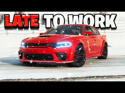 LATE TO WORK in a Hellcat Charger During SNOW DAY in BeamNG Drive