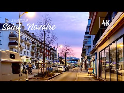 [4K] Saint-Nazaire 🇫🇷 France , walking from Train Station to beach , on February 2024 - 4K , 60fps