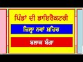 Banga Village List Block Banga District Shahhed Bhagat Singh Nagar Nawanshahr Village List