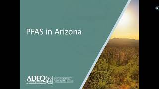 PFAS in Arizona  Current Status and Best Practices