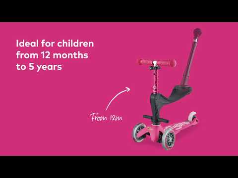 Самокат MICRO Mini 3in1 Deluxe Plus – Розовый (до 50 kg, до 20 kg с сидением, 3-х кол.) MMD079