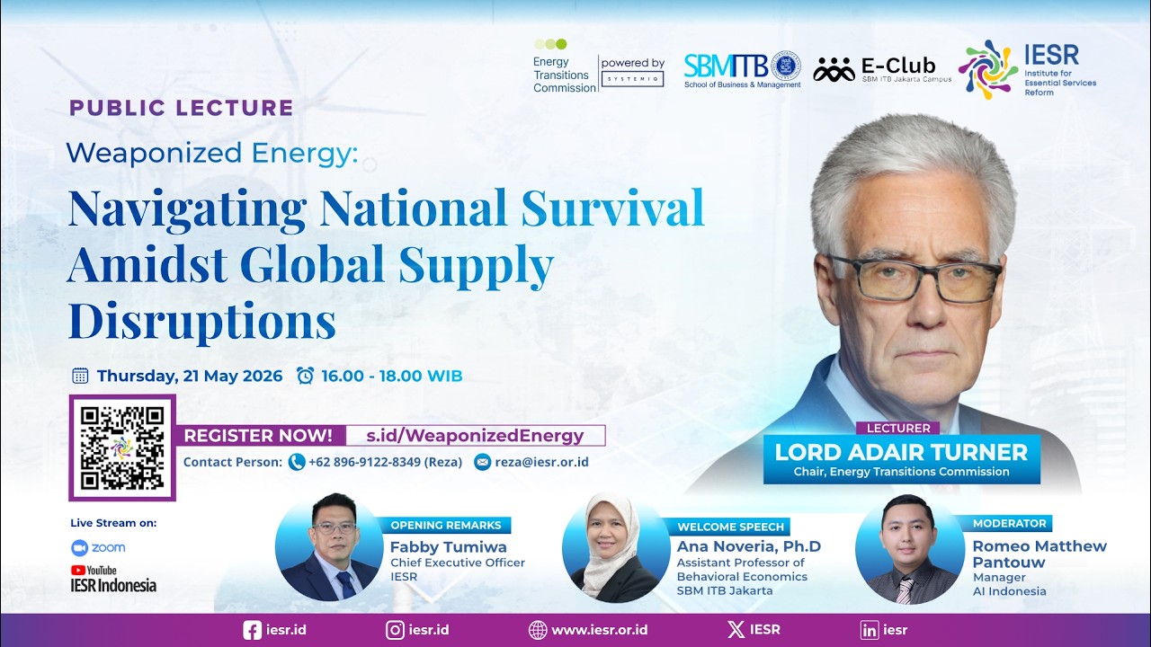 Public Lecture – Weaponized Energy: Navigating National Survival Amidst Global Supply Disruptions