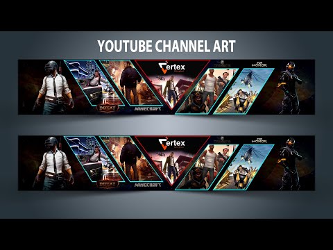 How to Create Modern YouTube Channel Art Professional YouTube Banner in Photoshop Vertex Graphic
