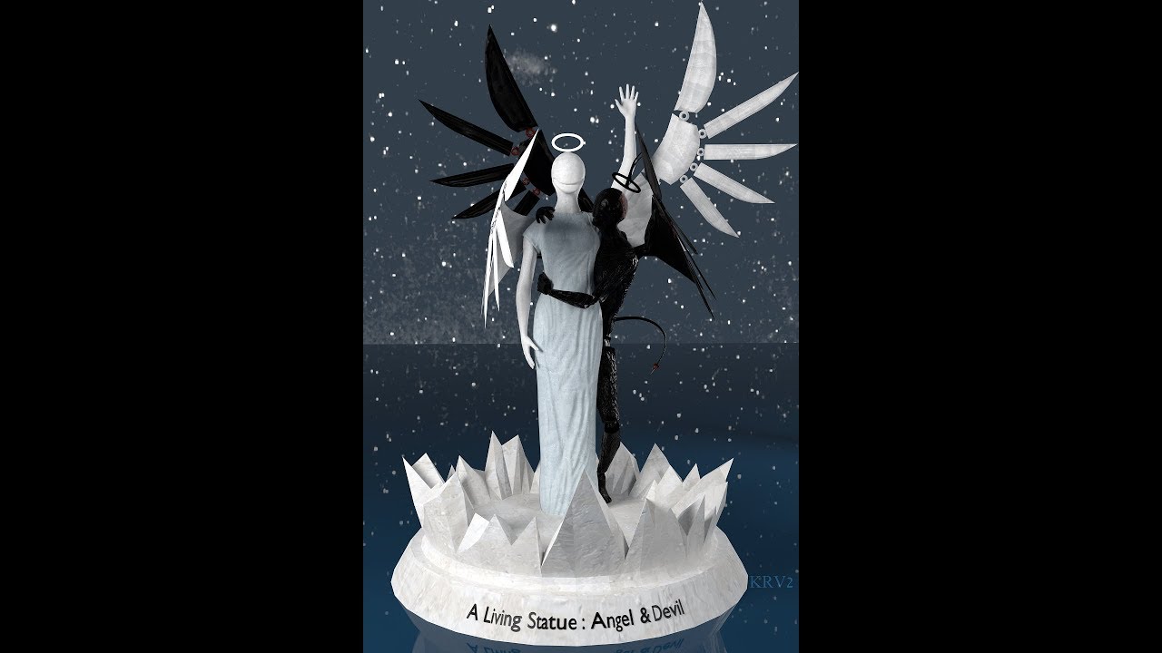 A Living Statue - Angel & Devil 3D animation