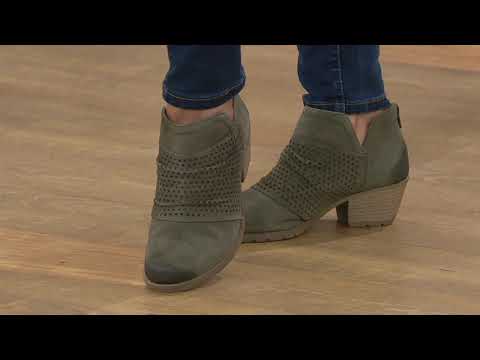 Earth Origins Suede Booties w/ Perforated Ruching - Amanda on QVC