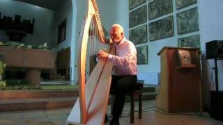 Luc Vanlaere plays the 'Celtic Harp' at St Trudo Abbey