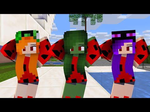 MONSTER SCHOOL : CHICKEN WING MEME LADYBUG CREEPER, ZOMBIE, ENDERMAN GIRLS - MINECRAFT ANIMATION