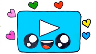 Como desenhar um logo do youtube kawaii - How to draw a kawaii youtube logo