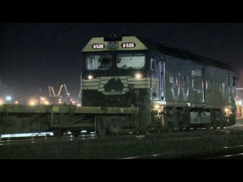 Freight Train in Melbourne at Night - PoathTV Australian Railways, Railroads & Trains