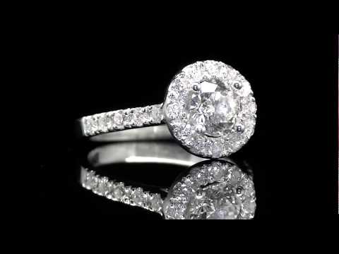 1.85 CT VS2 G ROUND DIAMOND SOLITAIRE HALO ENGAGEMENT RING 14K WHITE GOLD