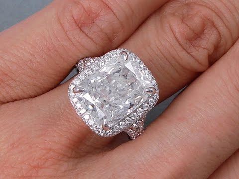 7.30 ctw Cushion Cut Diamond Engagement Ring F SI3-I1 - BigDiamondsUSA