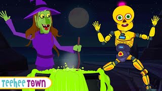 Witch Cooking For Skeleton Robot | Five Skeletons And More Spooky Song By Teehee Town