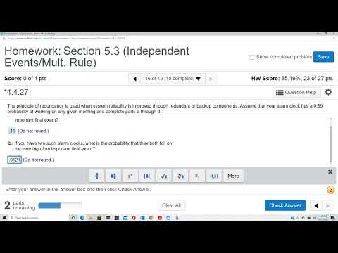 Elementary Stats Lesson 58: Independent Events and Multiplication Rule (Section 5.3 Problems 15-16)