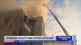 Battle to stop Boyle Heights warehouse fire enters fifth day