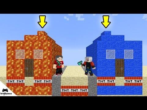 MİNECRAFT SU EV VS LAV EV ŞANS BLOKLARI KAPIŞMASI