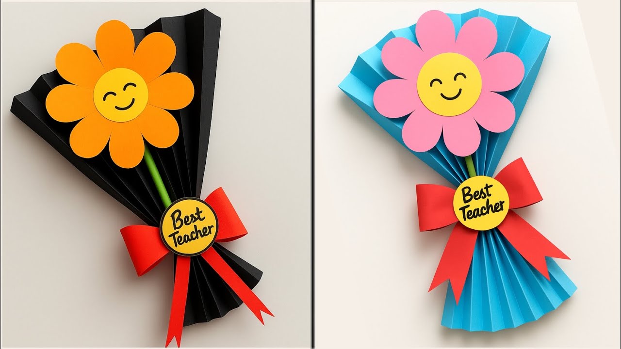Cute Teacher's Day Gift / Paper Flower Bouquet / DIY Handmade Teacher's Day Gift/ Teachers Day Craft