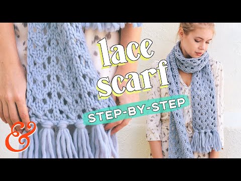 How to Knit a Chunky LACE SCARF (for Beginners!)