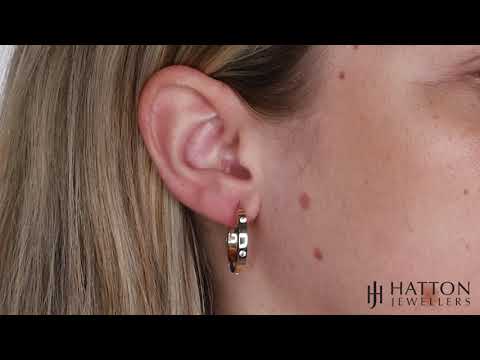 9ct Yellow Gold Flush Set Cubic Zirconia Hoop Earrings - 21mm