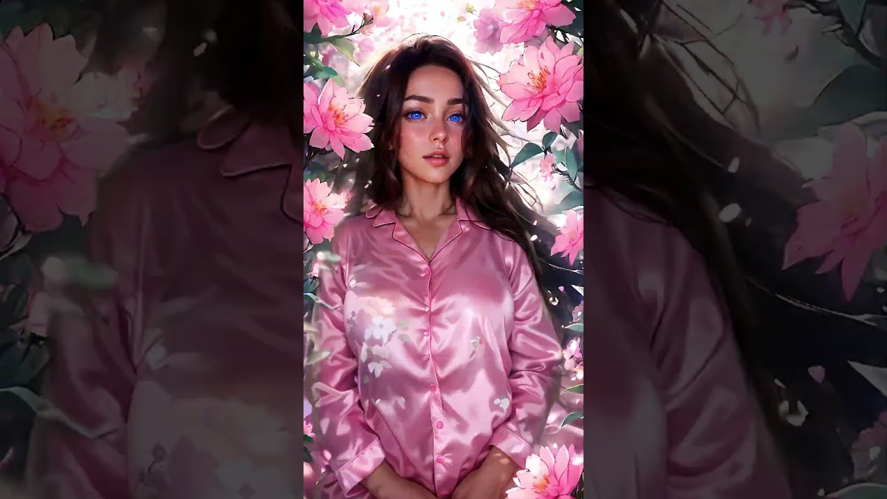 Beautiful girl in pink pajamas