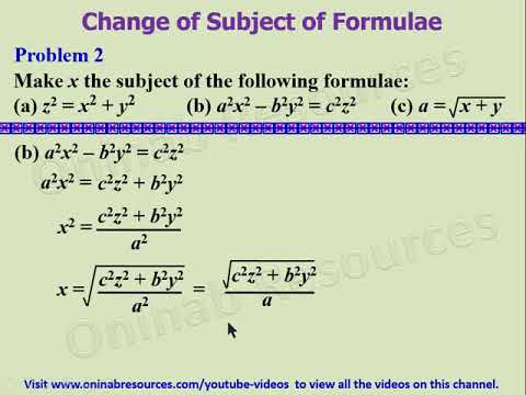 Change of Subject of Formulae