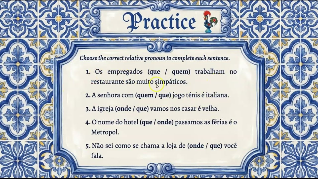 Aula 28 - Relative pronouns: that/which/who/whom/where
