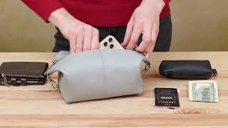 Практичная кожаная косметичка Shvigel 16404 серая