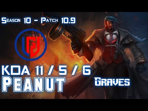 LGD Peanut GRAVES vs KINDRED Jungle - Patch 10.9 KR Ranked