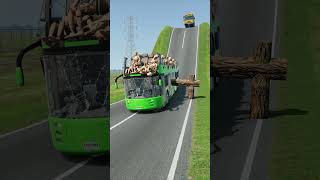 Download lagu Colourful Long Buses vs Logs Trap - BeamNG.drive #shorts #beamngdrive #bus mp3
