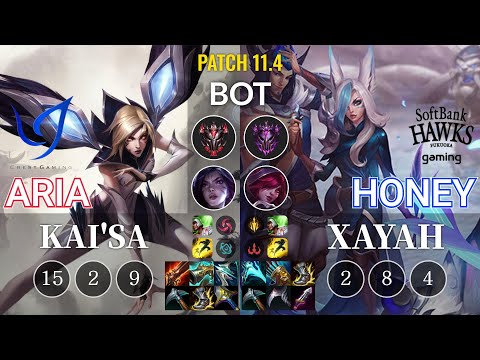 CGA Aria Kai'Sa vs SHG Honey Xayah Bot - KR Patch 11.4