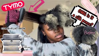 I TIRED THIS TYMO RING STRAIGHTEN COMB ON MY THICK NATURAL HAIR| SILK PRESS? 🥲 HOW TO