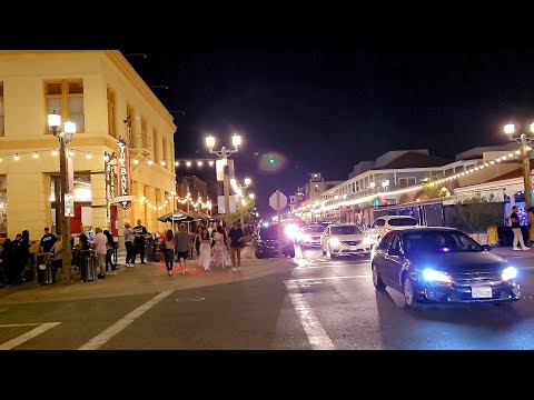 Hot summer nights wine country walking tour of Old Town Temecula near San Diego California